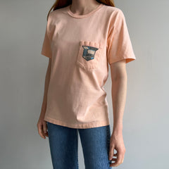 1980s Made in Italy - Forenza Faded Neon Orange Pocket T-Shirt