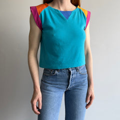 1980s Color Block Cap Sleeve Crop - WOWZA