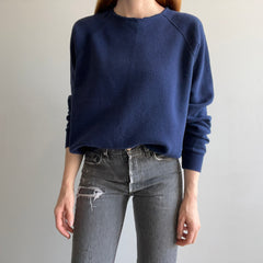 1980/90s Blank Navy Raglan with Cut Neck