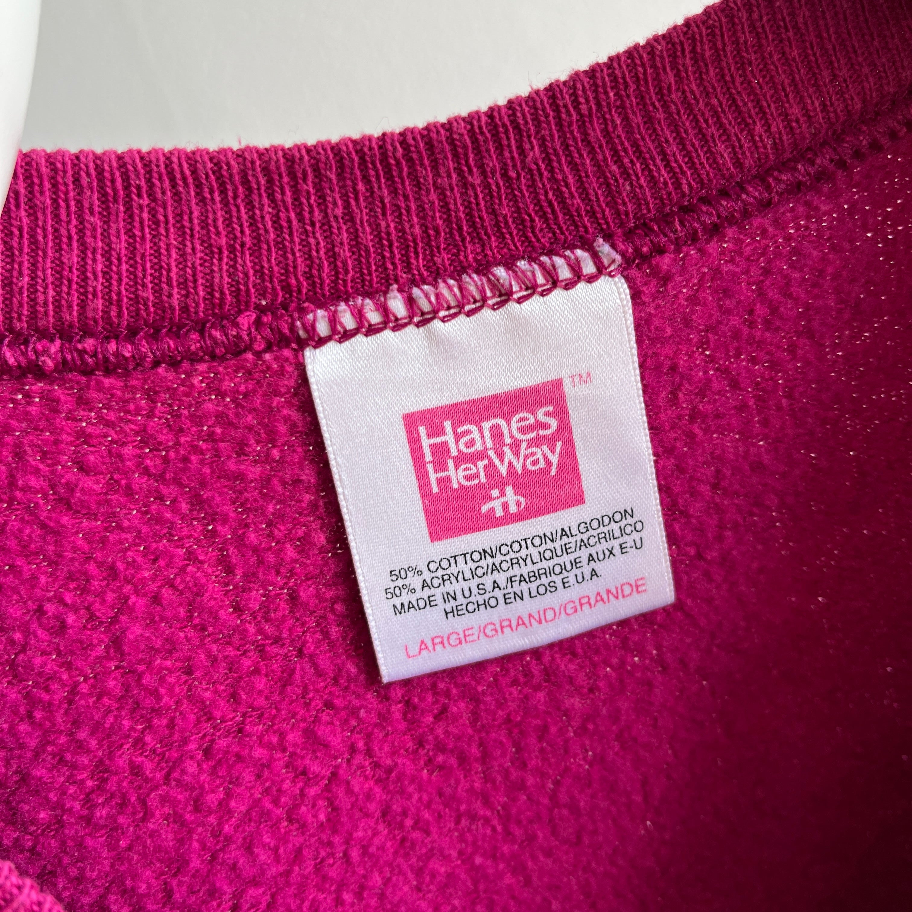 1980/90s HHW Soft and Slouchy and Oh So Wonderful Hot Take Pink/Magenta Raglan