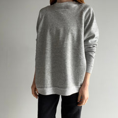 1980s Blank Gray Raglan with Sharpie on the Back Hem + Staining