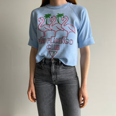 1980s Flamingo Club Cut 1/2 Sleeve Cropped Sweatshirt - WOW