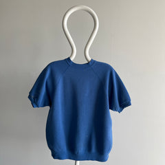 1990s Faded Blue Warm Up With Paint Stained Sleeve