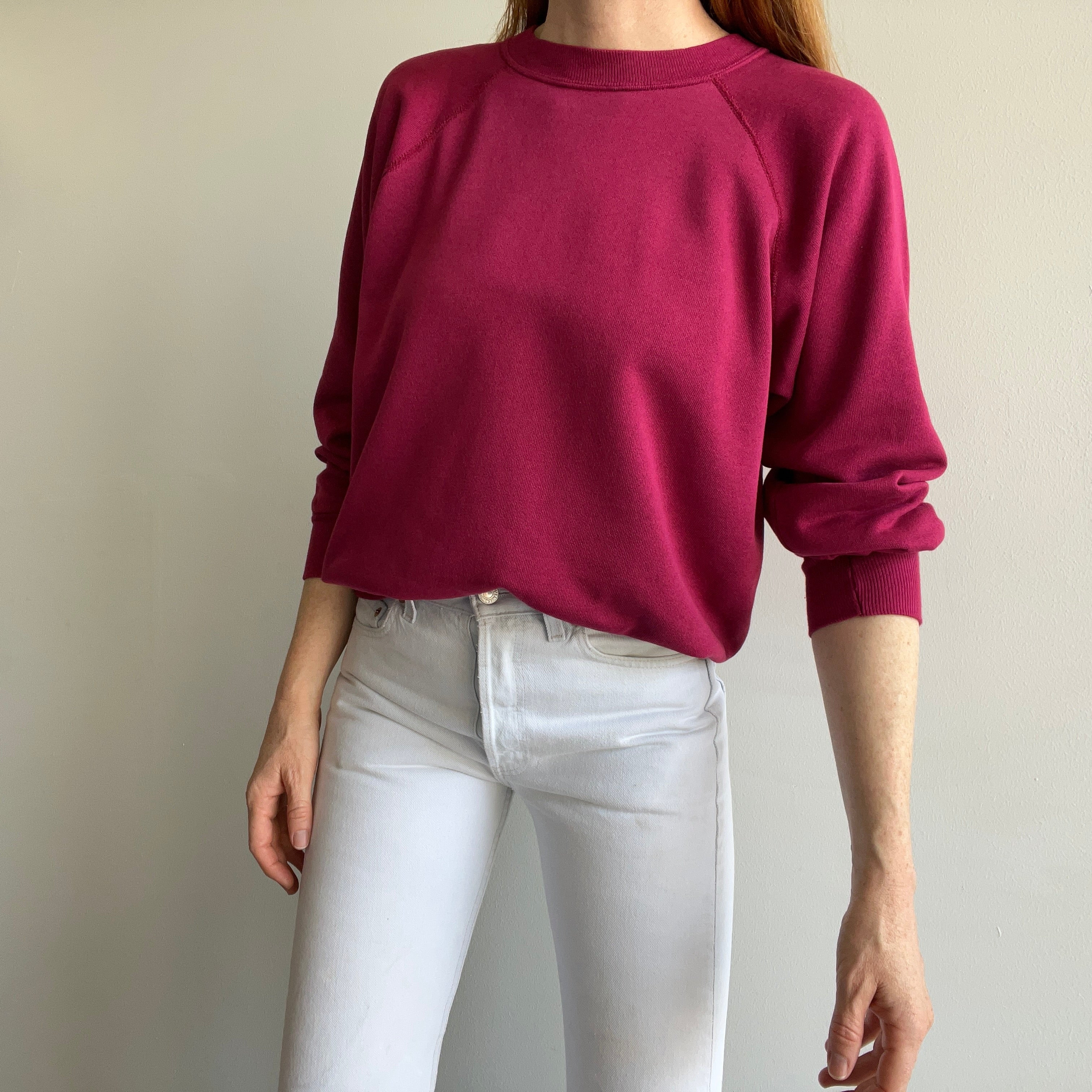 1990s Magenta Pink Raglan Medium Size