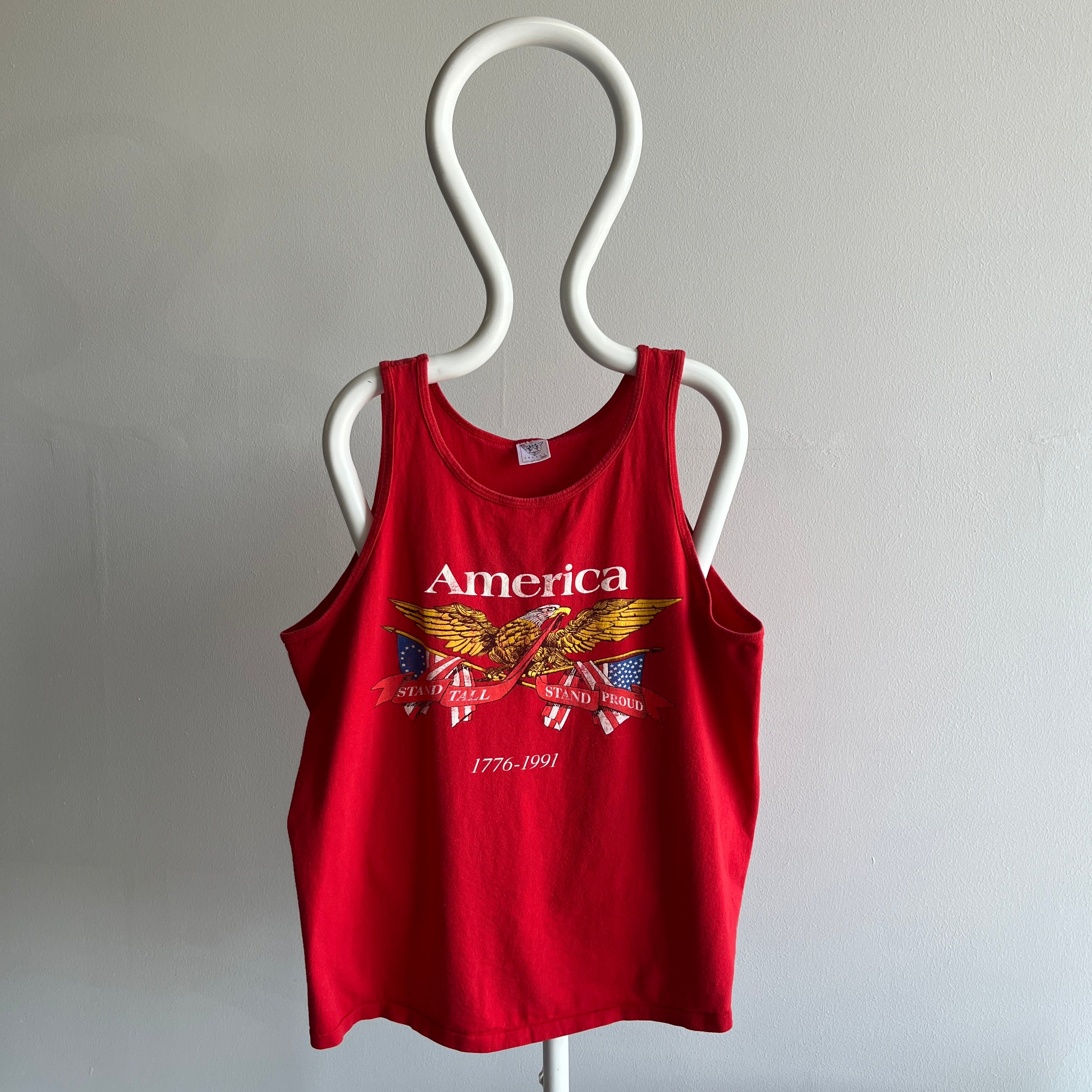 1991 America Stand Tall and Proud Cotton Tank Top