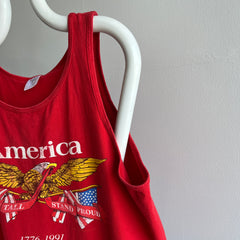 1991 America Stand Tall and Proud Cotton Tank Top