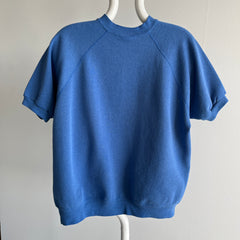 1990s Faded Blue Warm Up With Paint Stained Sleeve