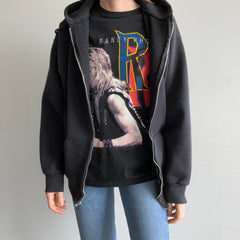 1980/90s Faded Black Zip Up Hoodie - XL