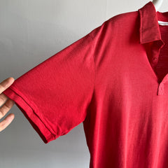 1980s Sun Faded Red Golf Polo Shirt with a Single Pocket