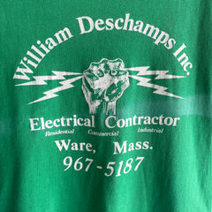 1980s No Zip Code/Punny Backside Electrical Contractor Advertising T-Shirt