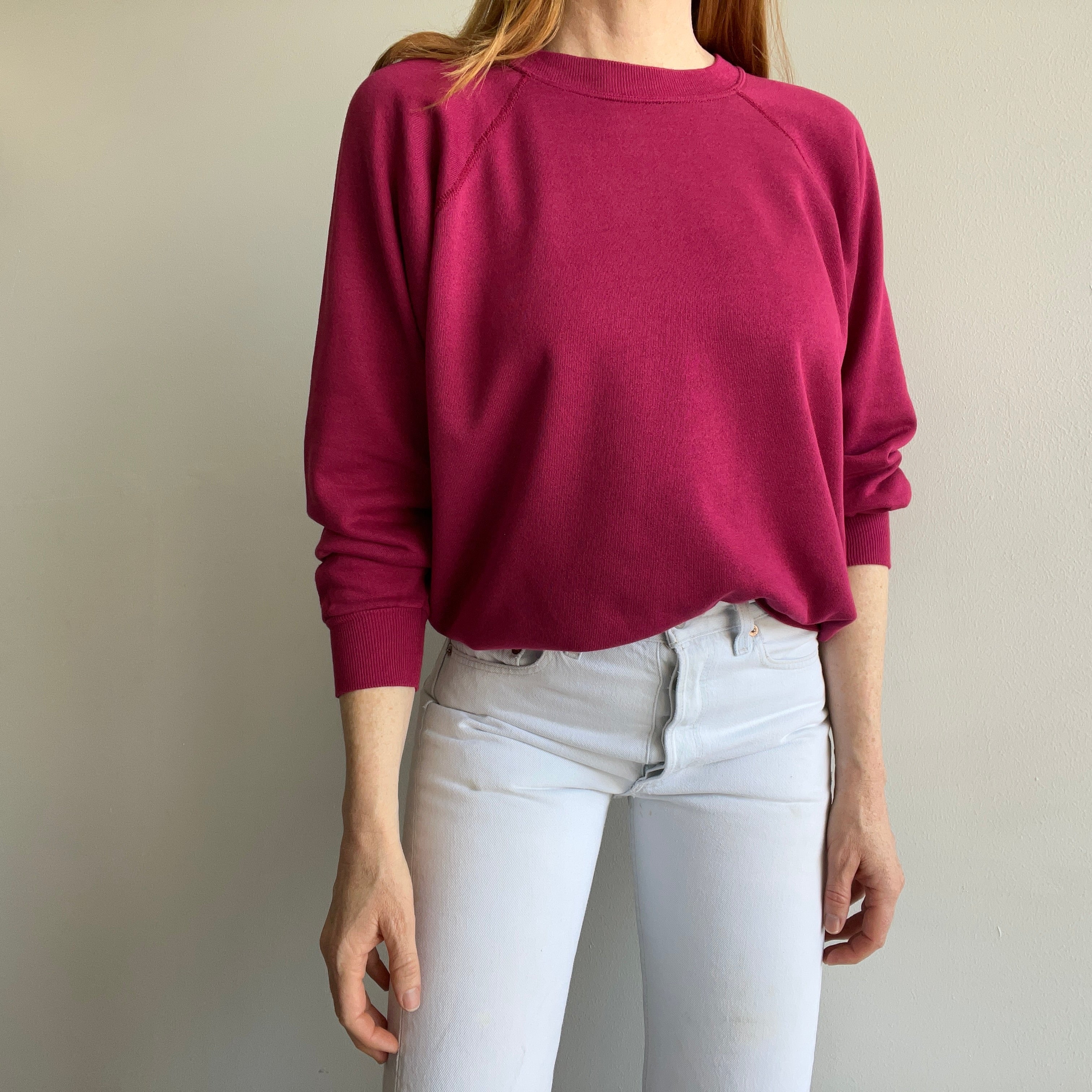 1990s Magenta Pink Raglan Medium Size