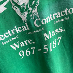 1980s No Zip Code/Punny Backside Electrical Contractor Advertising T-Shirt