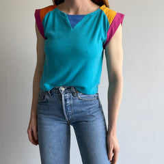 1980s Color Block Cap Sleeve Crop - WOWZA