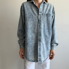 1980s Acid Wash Slouchy and Soft and Slouchy Denim Shirt