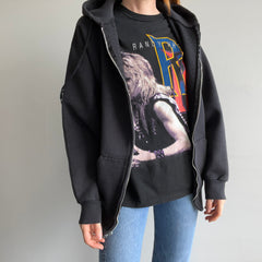 1980/90s Faded Black Zip Up Hoodie - XL