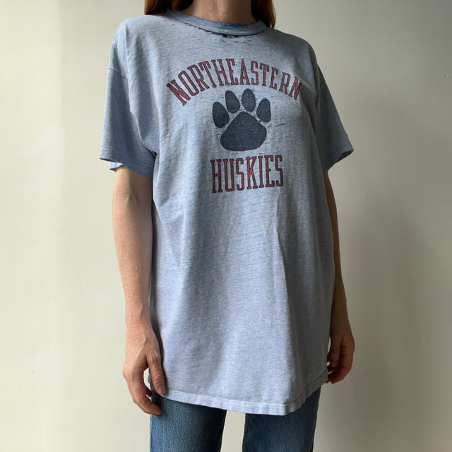 1980/90 Epically Thrashed Beyond Northeastern Huskies Champion Brand T-Shirt - USA Made