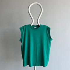 1980s Faded, Washed and Worn Teal Muscle tank - Single Stitch