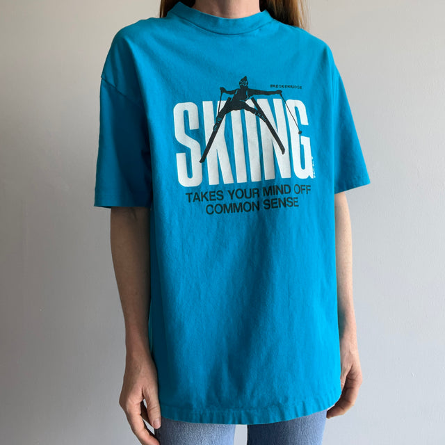 1988 Skiing Breckenridge "Takes Your Mind Off Common Sense" T-Shirt