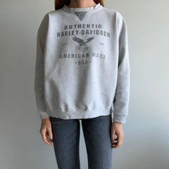 1980s Single V Front and Back Harley Super Tattered Medium Weight Slightly Structured Sweatshirt - OMFG