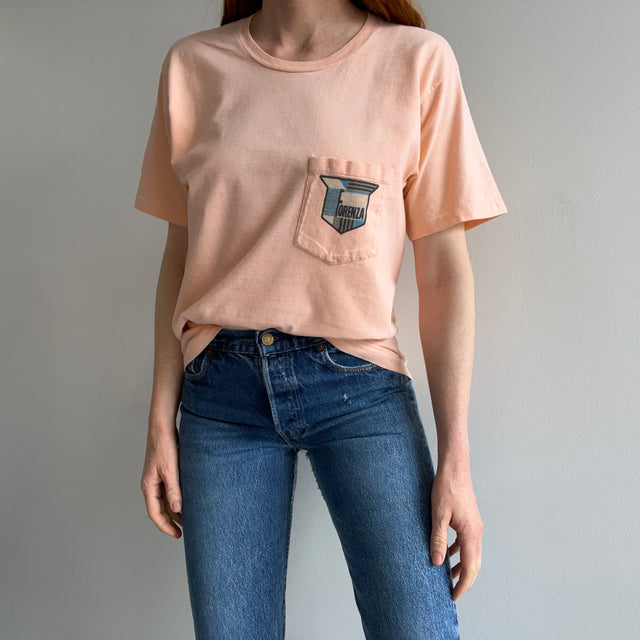 1980s Made in Italy - Forenza Faded Neon Orange Pocket T-Shirt