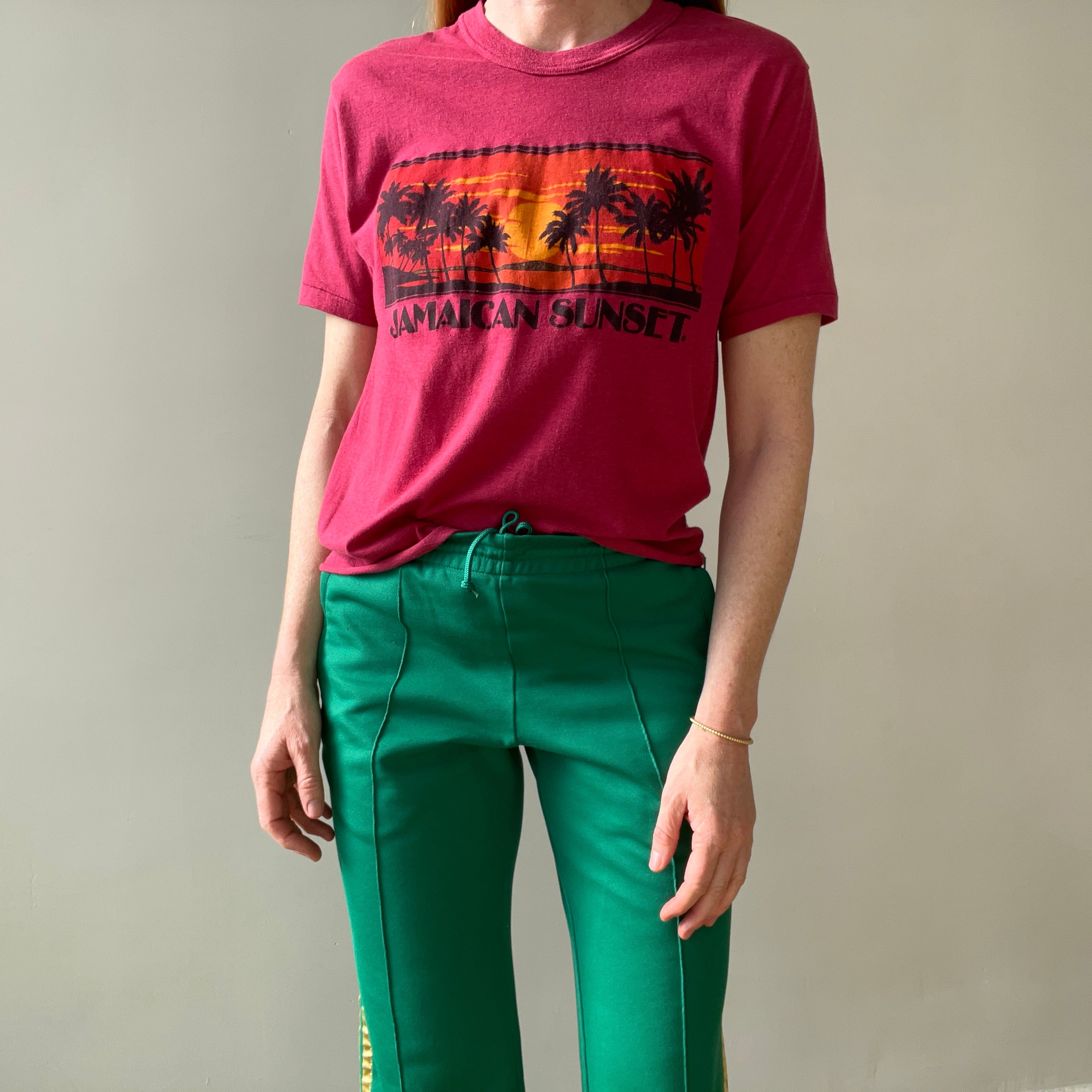 1970s Jamaican Sunset Cut Hem T Shirt