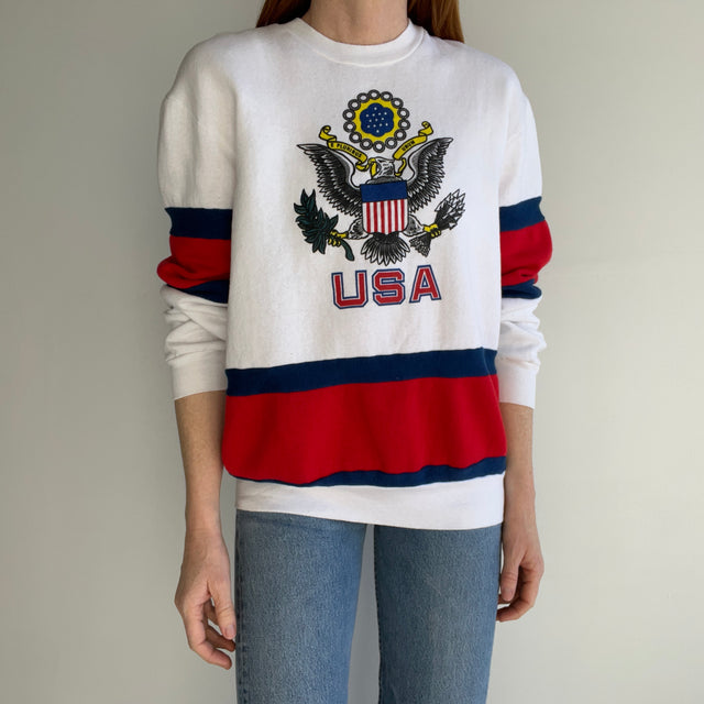 1980s USA Color Block Sweatshirt