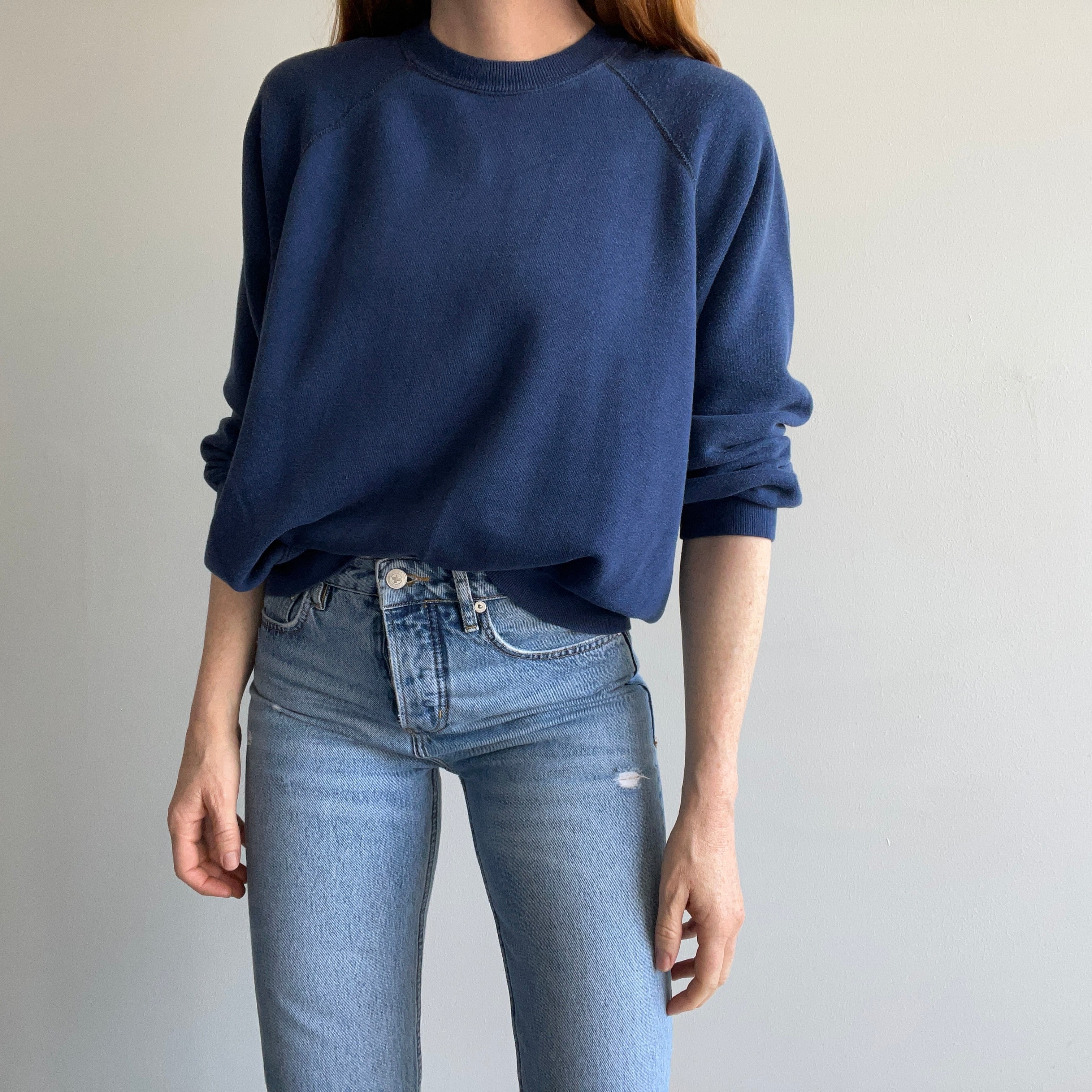 1970s Luxury Blank Navy Ultra Soft Raglan. - !!!!!