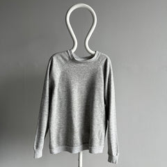 1980s Blank Gray Raglan with Sharpie on the Back Hem + Staining