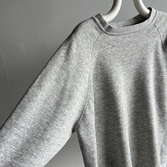 1980s Blank Gray Raglan with Sharpie on the Back Hem + Staining