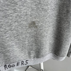 1980s Blank Gray Raglan with Sharpie on the Back Hem + Staining