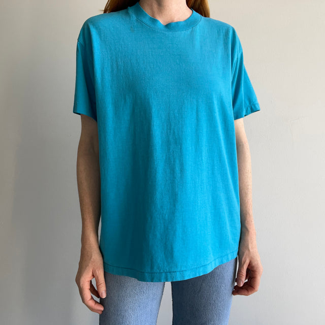 1980s 50/50 Turquoise Single Stitch T-Shirt