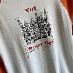 1981 Epically Stained Fish Drinking Team Baseball T-Shirt