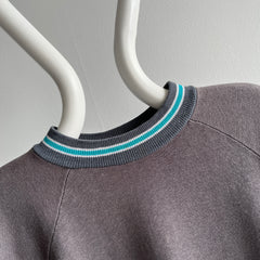 1980s Blank Deep Gray Sweatshirt with Striping