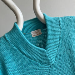 1970s Sky Blue V-Neck Sweater