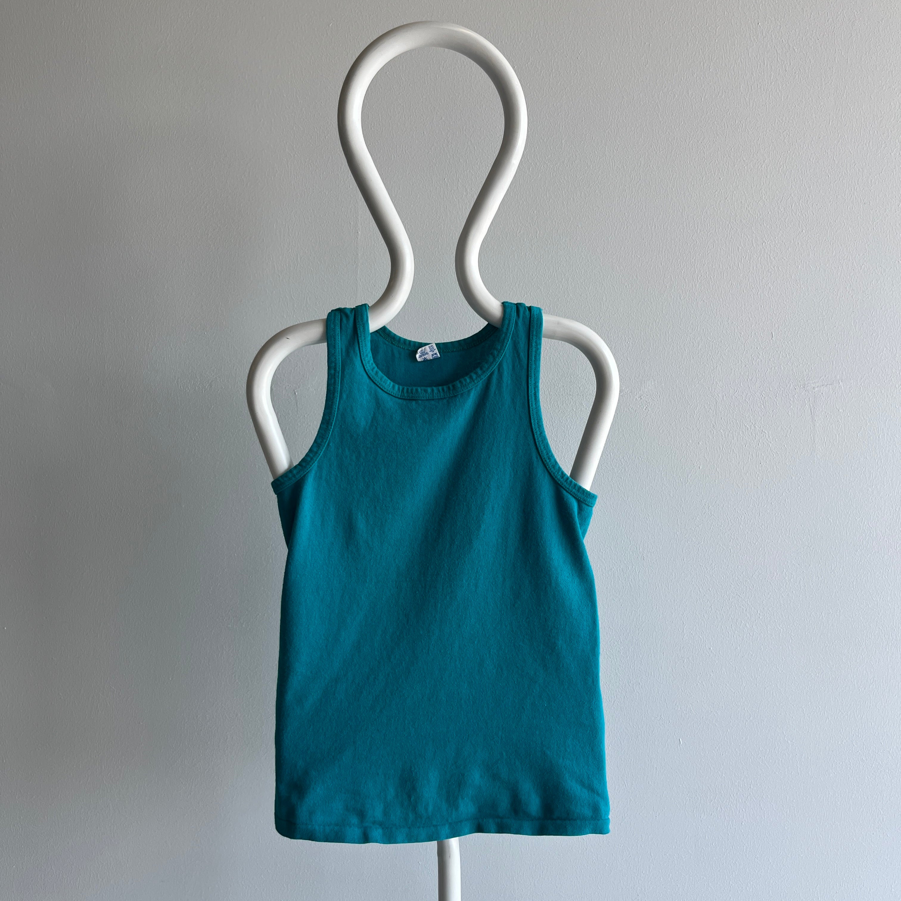 1970/80s Turquoise Cotton Racer Back Tank Top - !!!!!