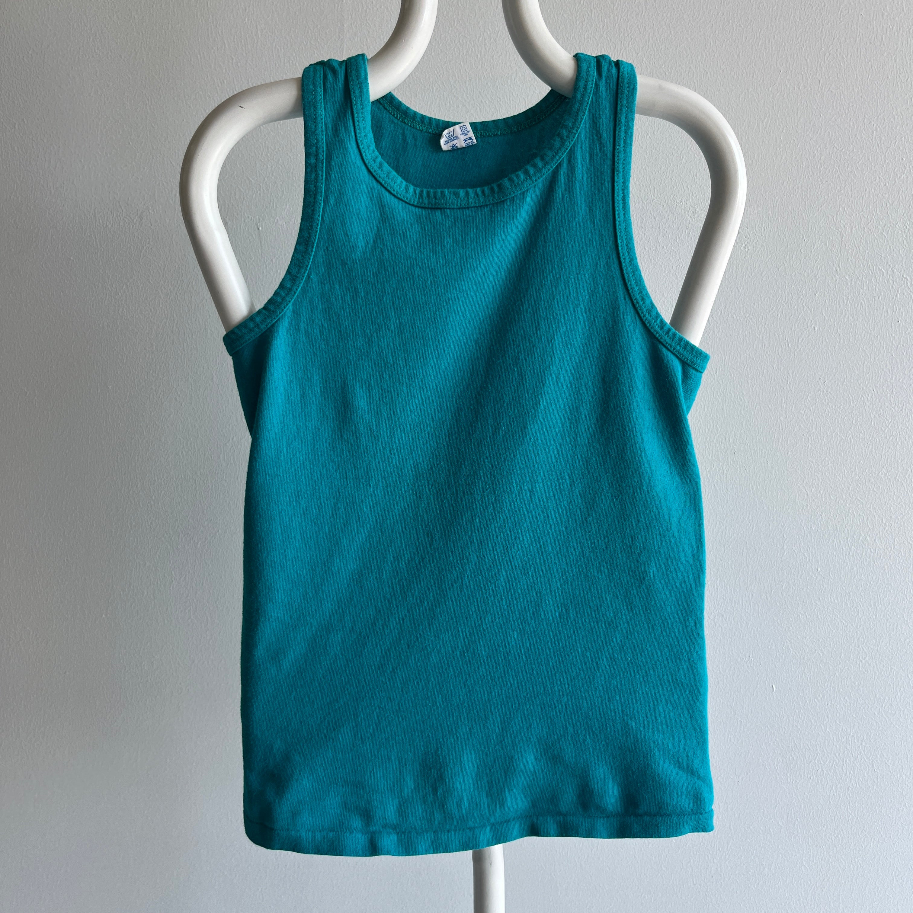 1970/80s Turquoise Cotton Racer Back Tank Top - !!!!!