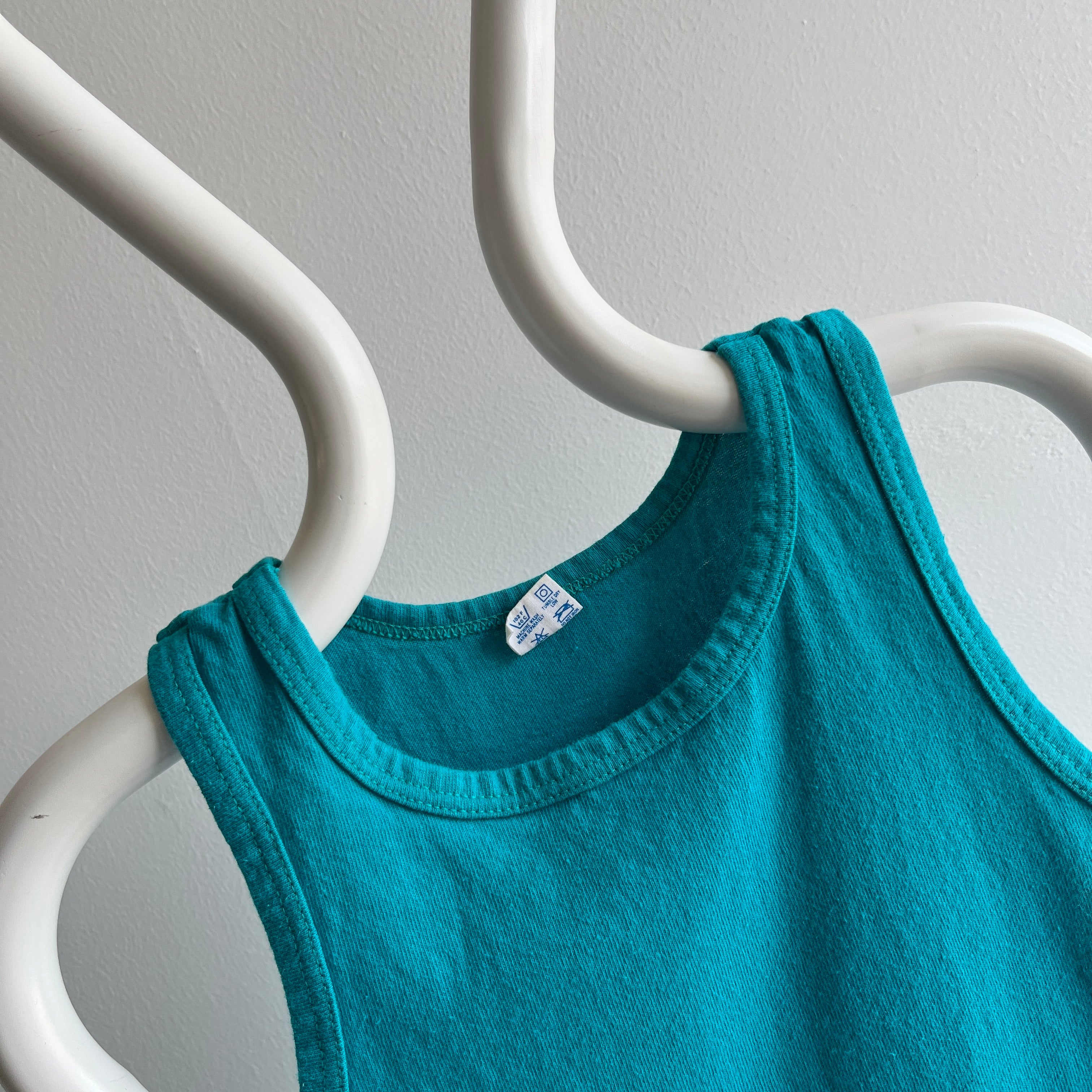 1970/80s Turquoise Cotton Racer Back Tank Top - !!!!!