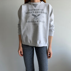 1980s Single V Front and Back Harley Super Tattered Medium Weight Slightly Structured Sweatshirt - OMFG