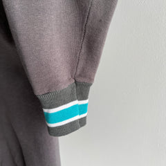 1980s Blank Deep Gray Sweatshirt with Striping