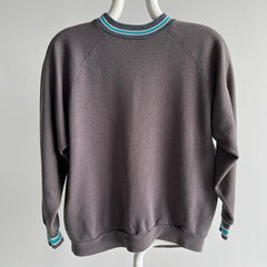 1980s Blank Deep Gray Sweatshirt with Striping