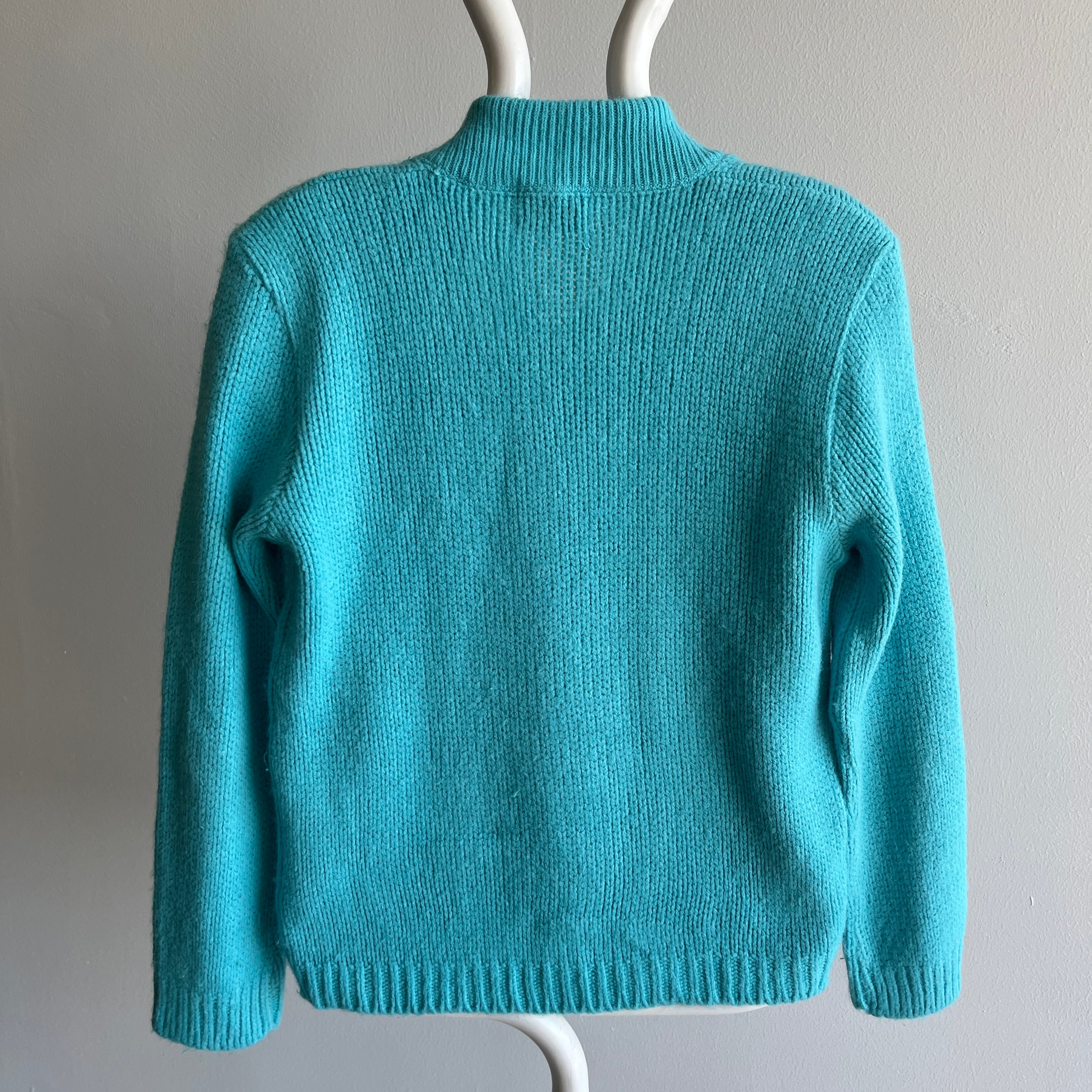 1970s Sky Blue V-Neck Sweater