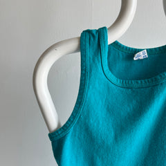 1970/80s Turquoise Cotton Racer Back Tank Top - !!!!!