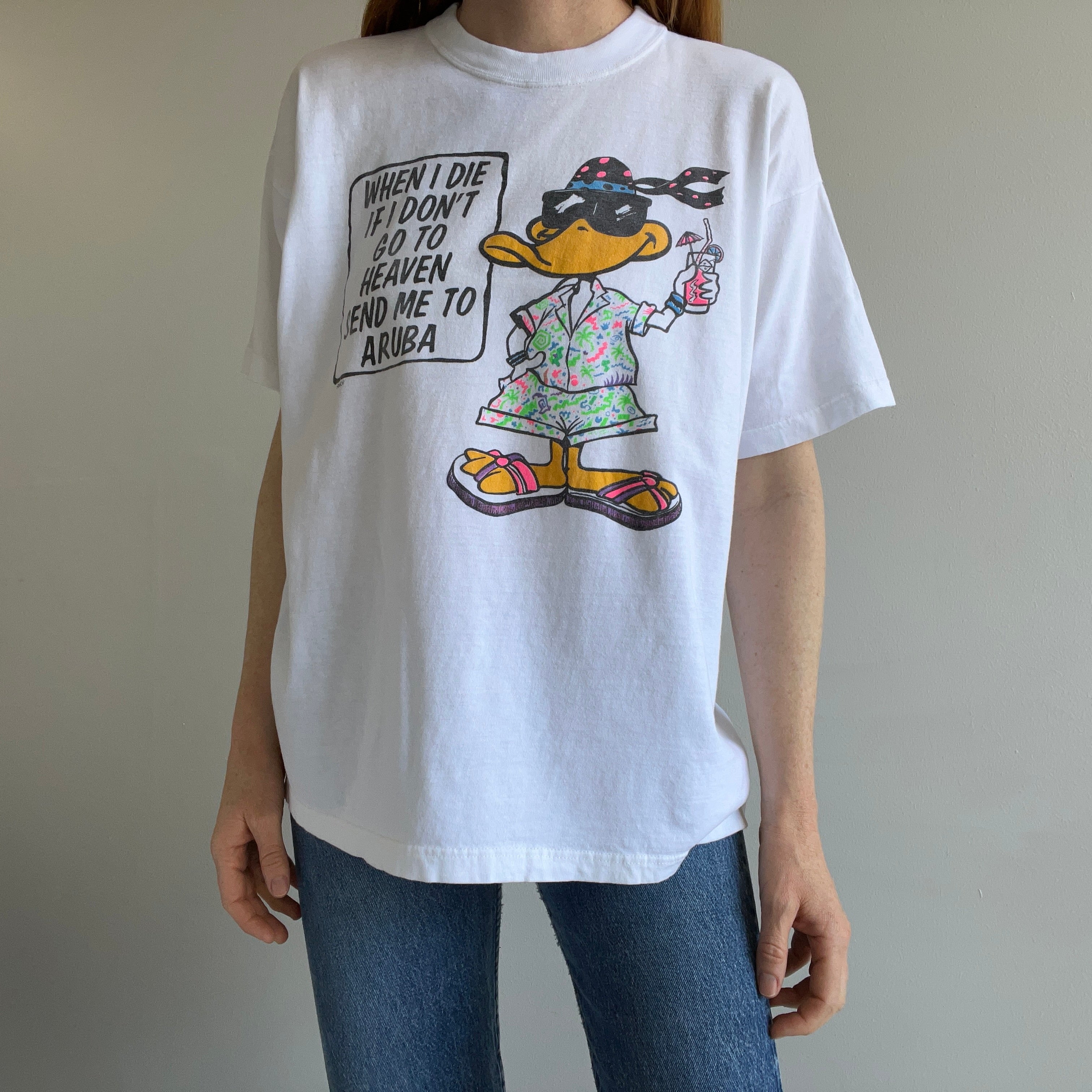 1990s Aruba Tourist T-Shirt with a Duck