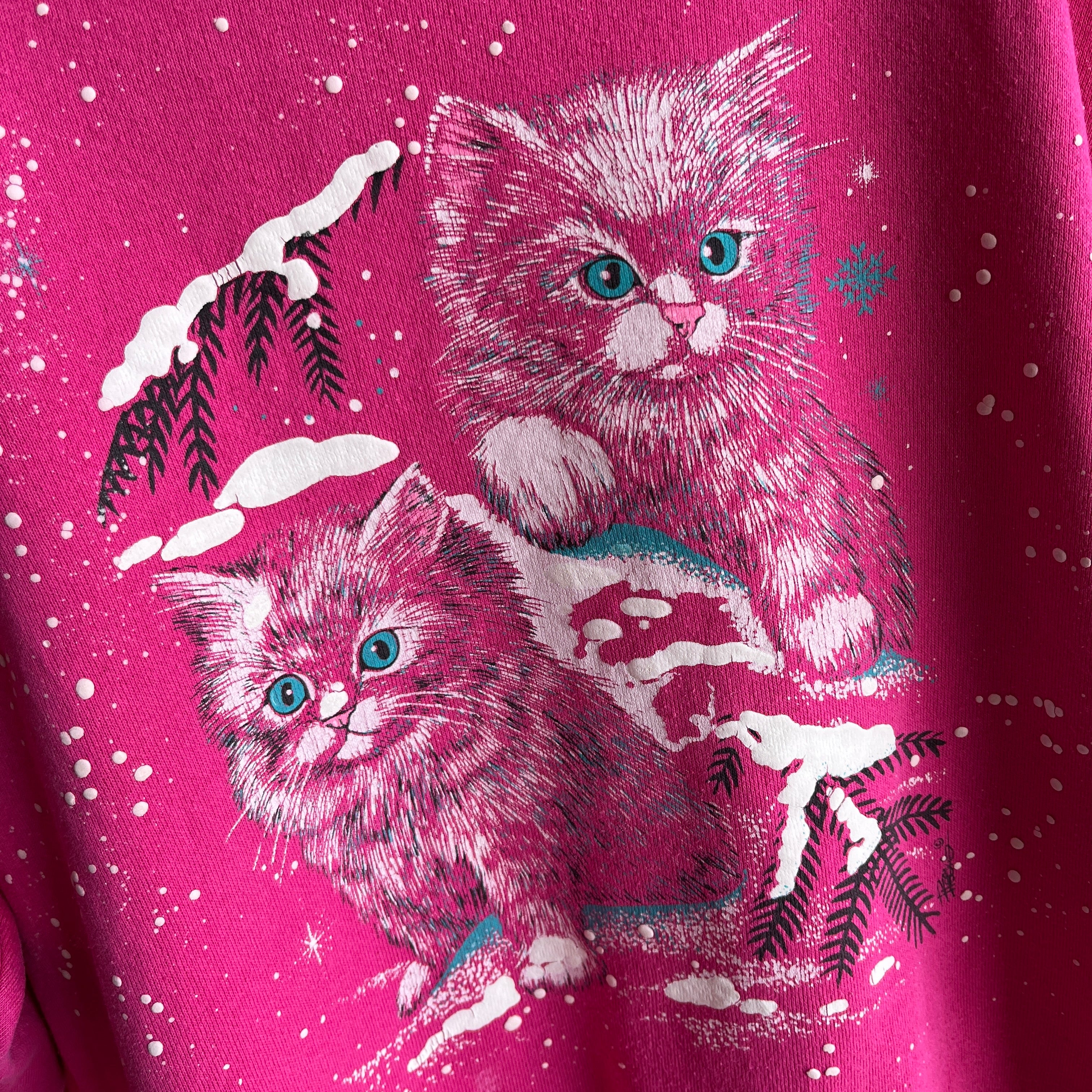 1980/90s Cats in the Snow Masterpiece Sweatshirt