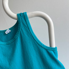 1970/80s Turquoise Cotton Racer Back Tank Top - !!!!!