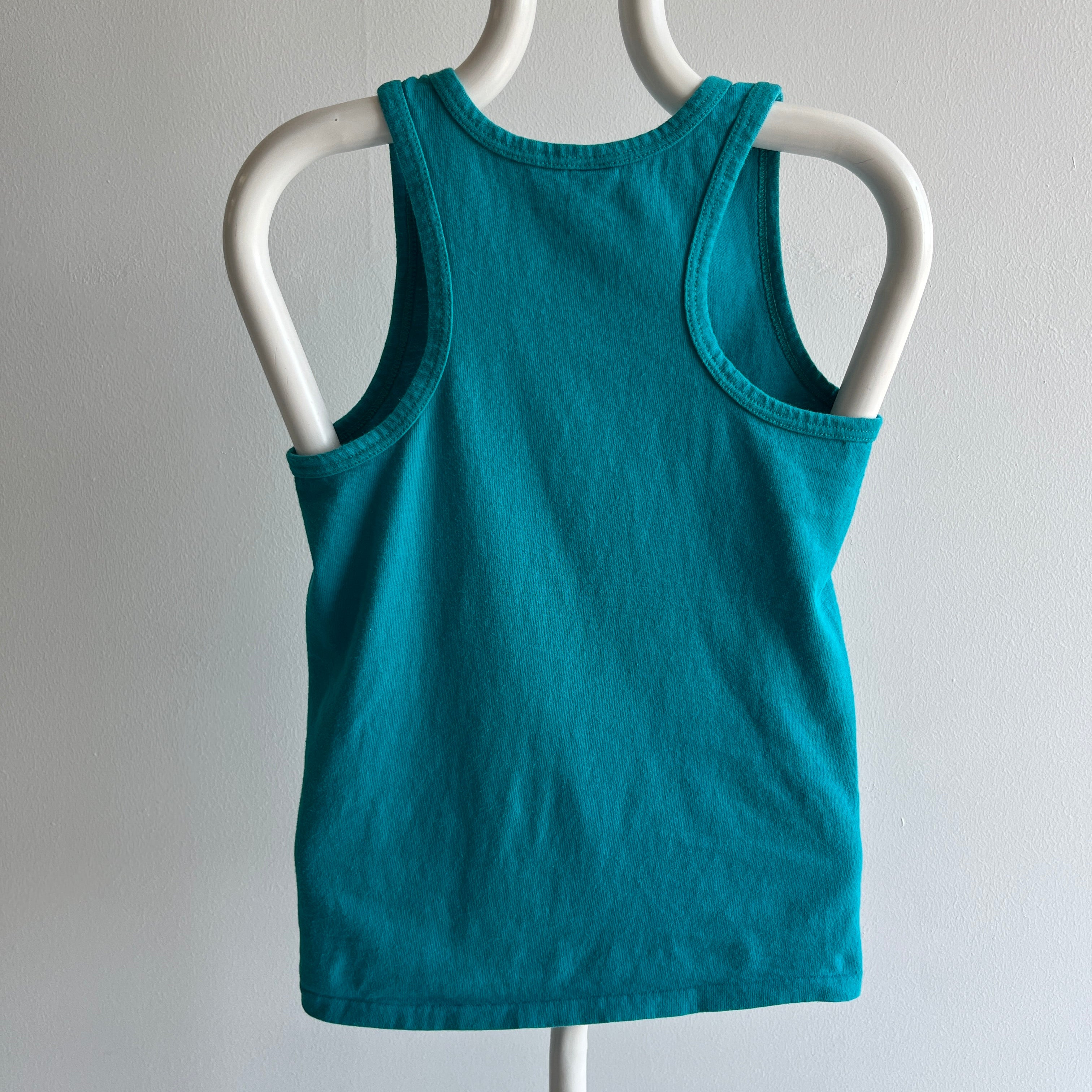 1970/80s Turquoise Cotton Racer Back Tank Top - !!!!!