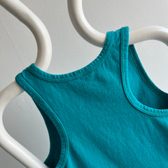 1970/80s Turquoise Cotton Racer Back Tank Top - !!!!!