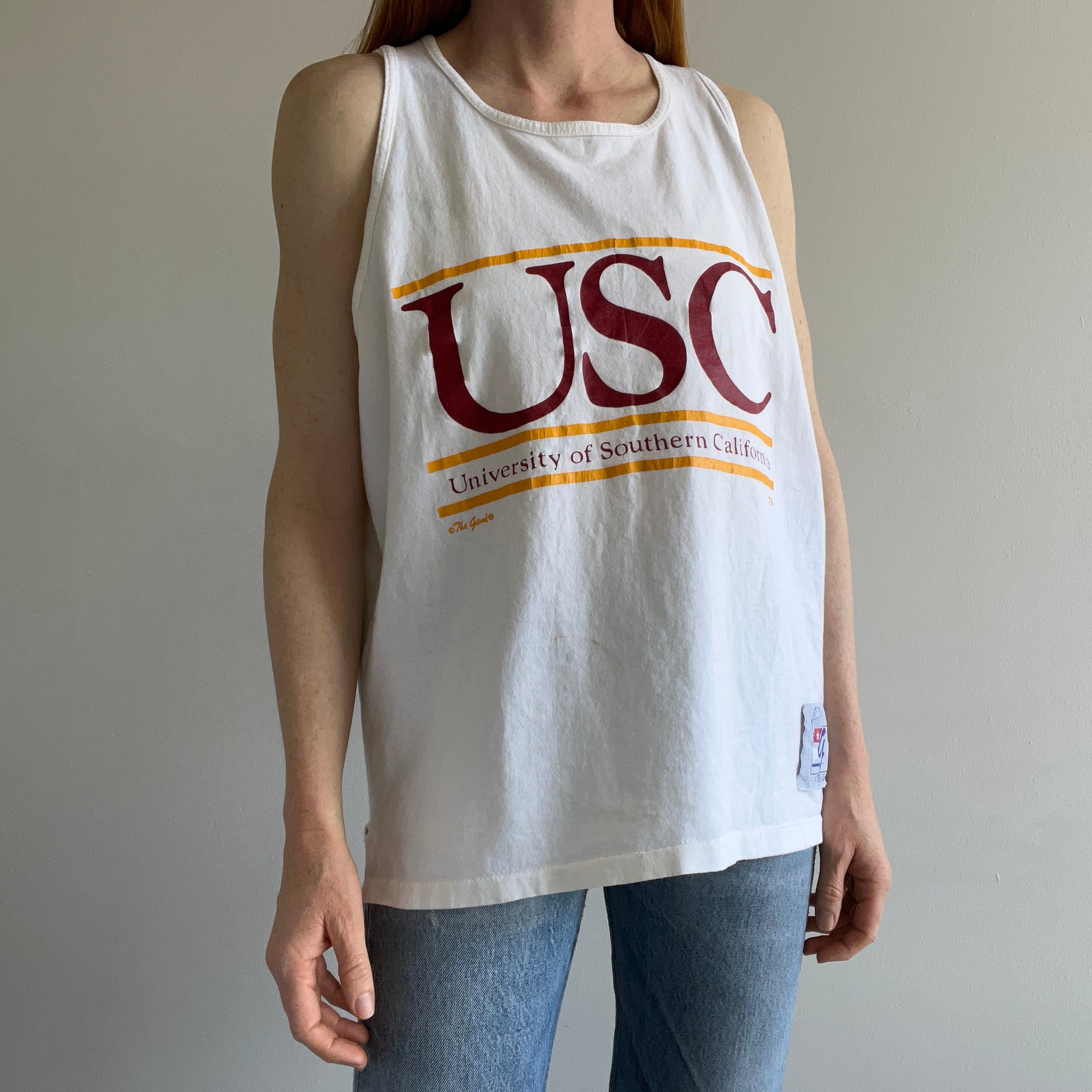 1980s University of Southern California Cotton Tank Top - FIGHT ON