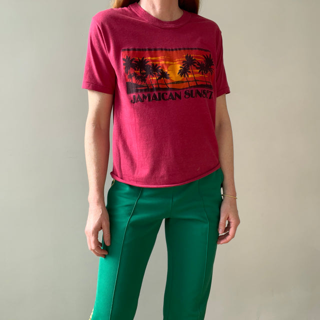 1970s Jamaican Sunset Cut Hem T Shirt