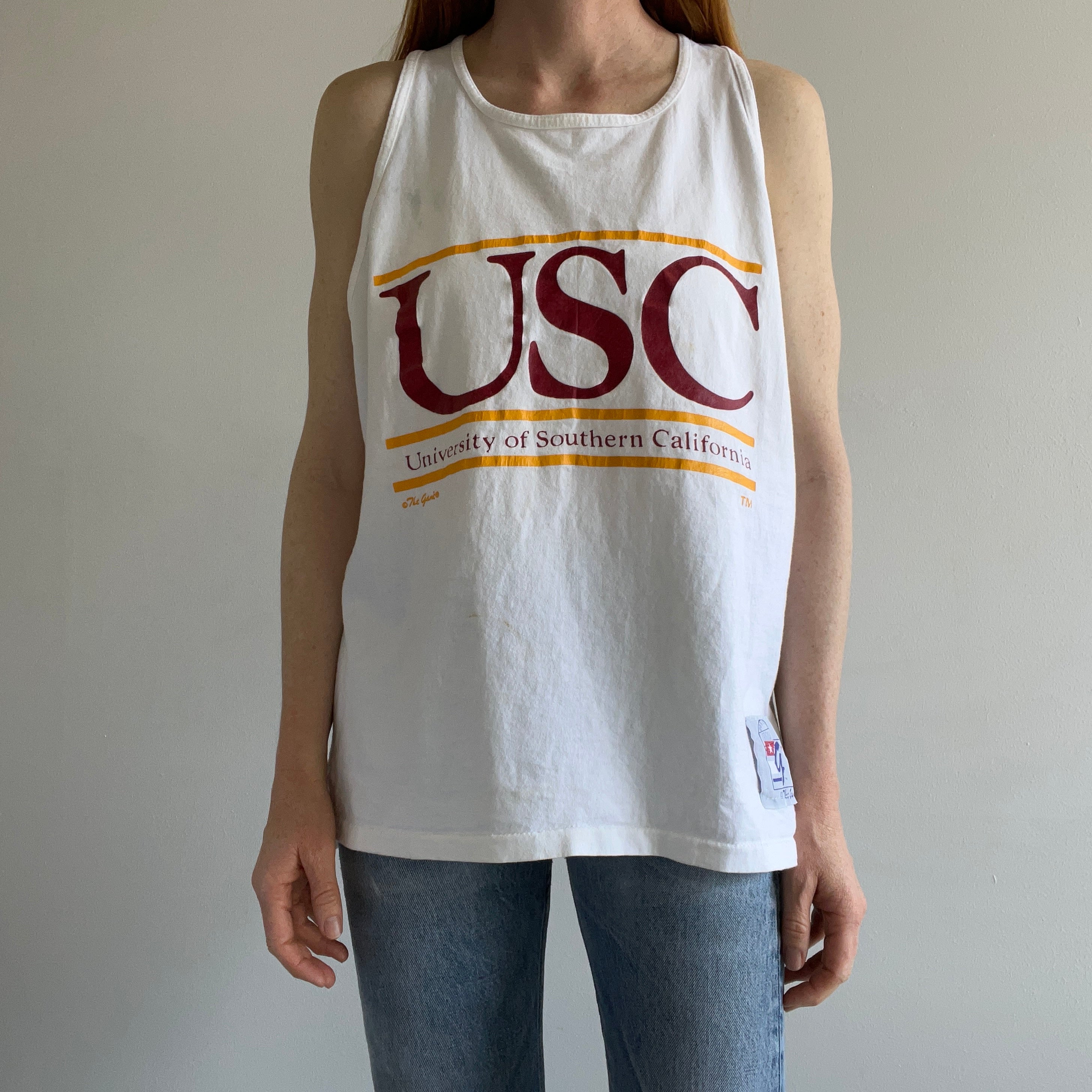 1980s University of Southern California Cotton Tank Top - FIGHT ON